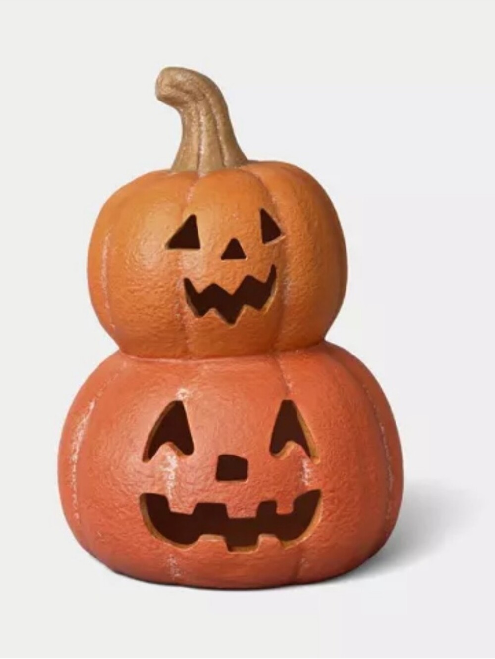 Hyde and EEK! Medium Orange Terracotta Matte Stacked Jack Pumpkin Sculpture